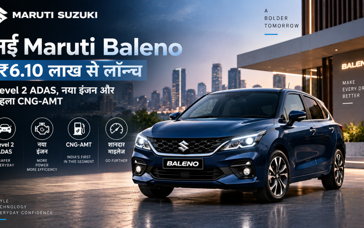 नई Maruti Baleno ₹6.10 लाख से लॉन्च: Level 2 ADAS, नया इंजन और पहला CNG-AMT