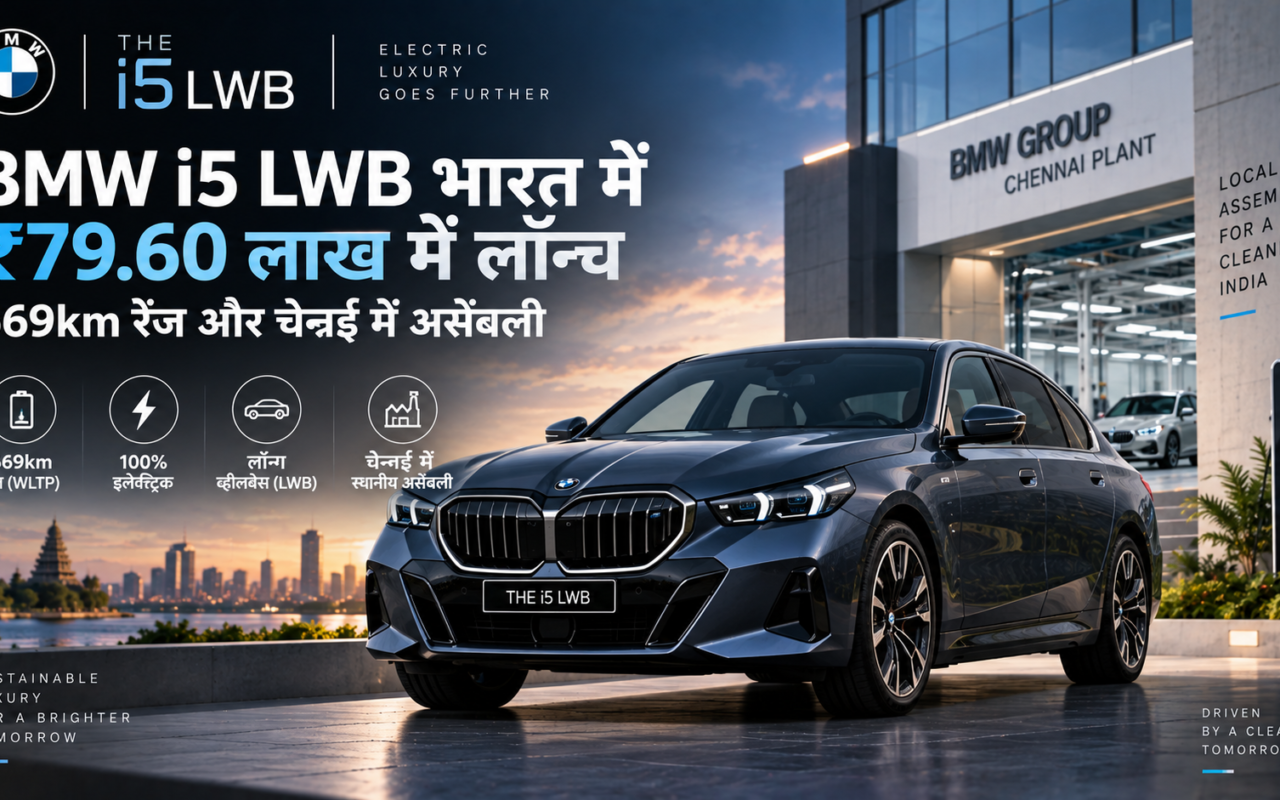 BMW i5 LWB भारत में ₹79.60 लाख में लॉन्च, 669km रेंज और चेन्नई में असेंबली